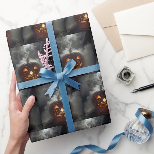 Herzlichen Glückwunsch zum Geburtstag Jack-o-Later Geschenkpapier (Schenken)