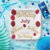 Herzlichen Glückwunsch zum Geburtstag Juli Geburts Pappteller (Party)