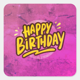 Herzlichen Glückwunsch zum Geburtstag, Karte, Text Quadratischer Aufkleber