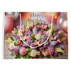Herzlichen Glückwunsch zum Geburtstag, lila Bouque Große Geschenktüte