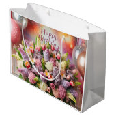 Herzlichen Glückwunsch zum Geburtstag, lila Bouque Große Geschenktüte (Rückseite Schrägansicht)