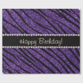 Herzlichen Glückwunsch zum Geburtstag lila Glitzer Geschenkpapier (Flach)
