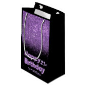Herzlichen Glückwunsch zum Geburtstag Lila Glitzer Kleine Geschenktüte (Vorderseite Schrägansicht)