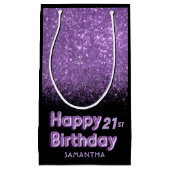 Herzlichen Glückwunsch zum Geburtstag Lila Glitzer Kleine Geschenktüte (Vorderseite)