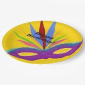 Herzlichen Glückwunsch zum Geburtstag Lila Masquer Pappteller (Schrägansicht)