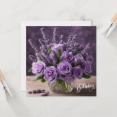 Herzlichen Glückwunsch zum Geburtstag, Lila Rose u Karte (Vorderseite/Rückseite Beispiel)