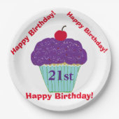 Herzlichen Glückwunsch zum Geburtstag Lila Zuckerg Pappteller (Vorderseite)