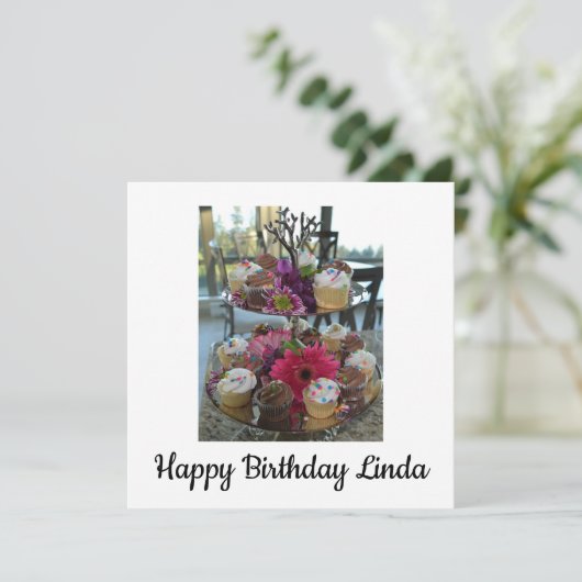 Herzlichen Glückwunsch zum Geburtstag Linda Ankündigung (Stehend Vorderseite)
