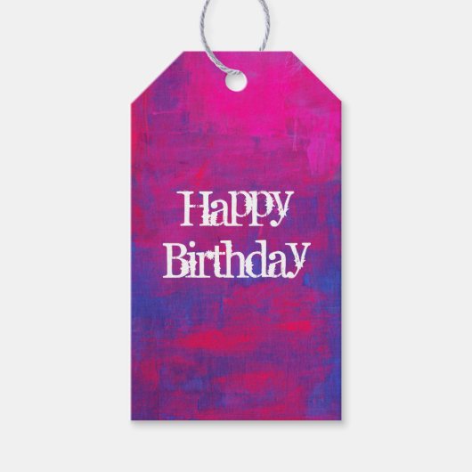 Herzlichen Glückwunsch zum Geburtstag Magenta und  Geschenkanhänger (Vorderseite)