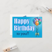 Herzlichen Glückwunsch zum Geburtstag mit Ballons- Karte (Vorderseite/Rückseite Beispiel)