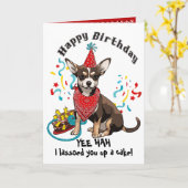 Herzlichen Glückwunsch zum Geburtstag mit Chihuahu Karte (Gelbe Blume)