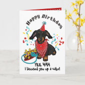 Herzlichen Glückwunsch zum Geburtstag mit Dackel H Karte (Gelbe Blume)