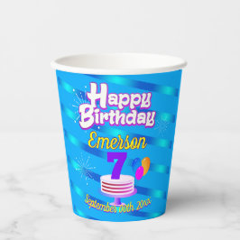 Herzlichen Glückwunsch zum Geburtstag mit glänzend Pappbecher