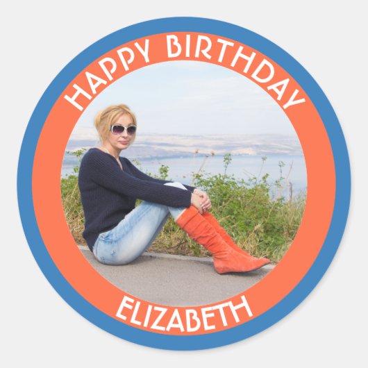 Herzlichen Glückwunsch zum Geburtstag mit Ihrem be Runder Aufkleber (Vorderseite)