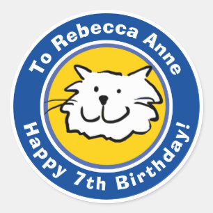 Herzlichen Glückwunsch zum Geburtstag mit Name &  Runder Aufkleber