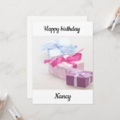 Herzlichen Glückwunsch zum Geburtstag Nancy Karte (Vorderseite/Rückseite Beispiel)