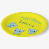 Herzlichen Glückwunsch zum Geburtstag niedliche bl Pappteller (Schrägansicht)