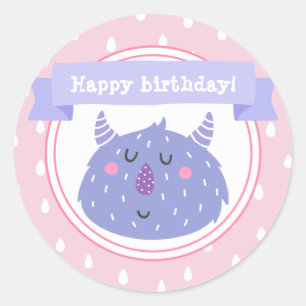 Herzlichen Glückwunsch zum Geburtstag! Niedliches Runder Aufkleber