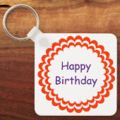 Herzlichen Glückwunsch zum Geburtstag Orangenviole Schlüsselanhänger (Vorderseite)