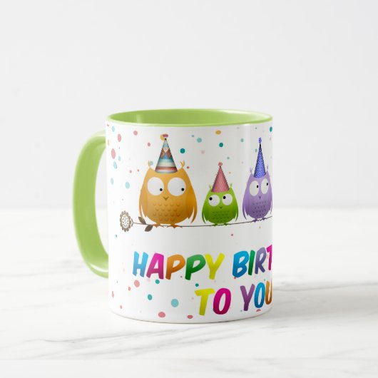 Herzlichen Glückwunsch zum Geburtstag, Owls, Tasse (Vorderseite Links)