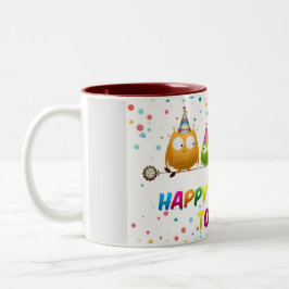 Herzlichen Glückwunsch zum Geburtstag, Owls, Zweifarbige Tasse