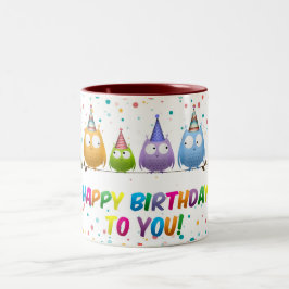 Herzlichen Glückwunsch zum Geburtstag, Owls, Zweifarbige Tasse