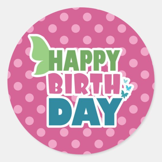 Herzlichen Glückwunsch zum Geburtstag Pink Panka D Runder Aufkleber (Vorderseite)