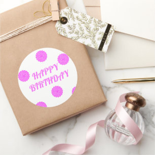 Herzlichen Glückwunsch zum Geburtstag pink Runder Aufkleber