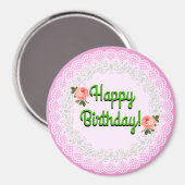 Herzlichen Glückwunsch zum Geburtstag Pink und Wei Magnet (Vorderseite/Rückseite)