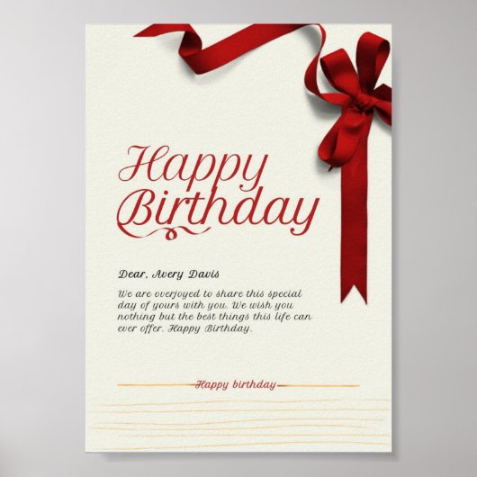 Herzlichen Glückwunsch zum Geburtstag. Poster (Vorne)