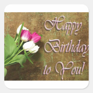 Herzlichen Glückwunsch zum Geburtstag! Quadratischer Aufkleber