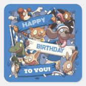 Herzlichen Glückwunsch zum Geburtstag! Quadratischer Aufkleber (Vorderseite)