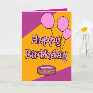 Herzlichen Glückwunsch zum Geburtstag, rosa Ballon Karte