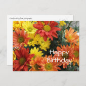 Herzlichen Glückwunsch zum Geburtstag, rot, gelb u Postkarte (Vorne/Hinten)