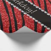 Herzlichen Glückwunsch zum Geburtstag Roter Glitze Geschenkpapier (Ecke)