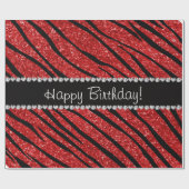 Herzlichen Glückwunsch zum Geburtstag Roter Glitze Geschenkpapier (Flach)