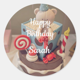 Herzlichen Glückwunsch zum Geburtstag Sarah Runder Aufkleber