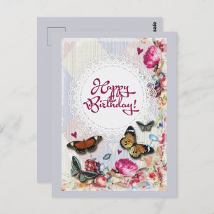 Herzlichen Glückwunsch zum Geburtstag Schmetterlin Postkarte
