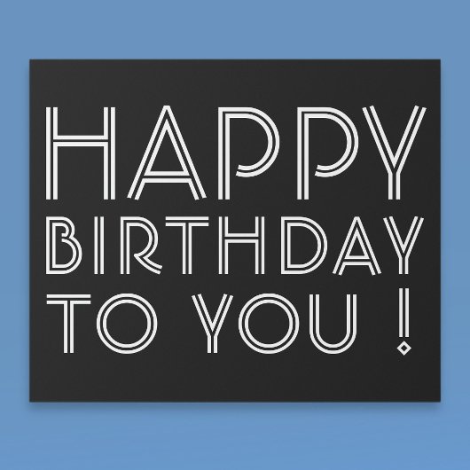 "Herzlichen Glückwunsch zum Geburtstag!" Schwarz u Geschenkpapier