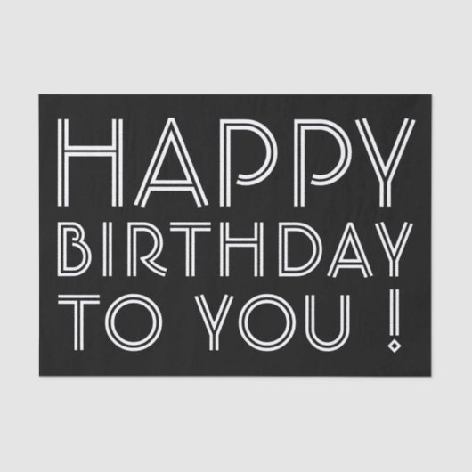 "Herzlichen Glückwunsch zum Geburtstag!" Schwarz u Seidenpapier (Vorderseite)