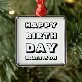 Herzlichen Glückwunsch zum Geburtstag, Schwarz & W Ornament Aus Metall