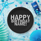 "Herzlichen Glückwunsch zum Geburtstag!" Schwarz-W Pappteller (Party)