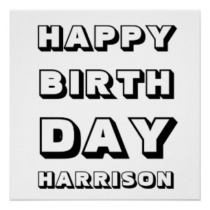 Herzlichen Glückwunsch zum Geburtstag Schwarz-weiß Poster