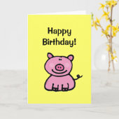 Herzlichen Glückwunsch zum Geburtstag! (schwein) Karte (Gelbe Blume)