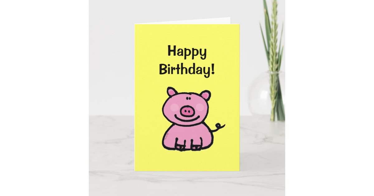 Herzlichen Glückwunsch zum Geburtstag! (Schwein) Karte Zazzle.de