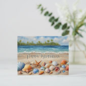 Herzlichen Glückwunsch zum Geburtstag, Seashells a Postkarte (Stehend Vorderseite)