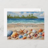Herzlichen Glückwunsch zum Geburtstag, Seashells a Postkarte (Vorne/Hinten)