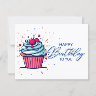 Herzlichen Glückwunsch zum Geburtstag: Vibrant Blu Postkarte