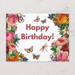 Herzlichen Glückwunsch zum Geburtstag, Vintage Blu Postkarte