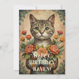 Herzlichen Glückwunsch zum Geburtstag Vintage Katz Feiertagskarte